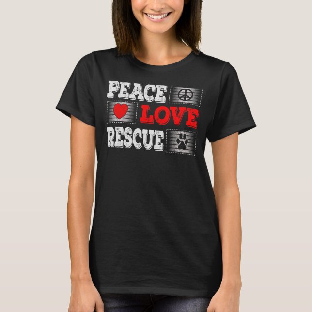 Peace Kärlek Rädding för Hund T Shirt (Framsida)