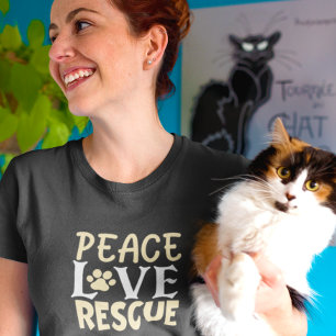Peace Kärlek Rädding Hund Cat Lover T Shirt