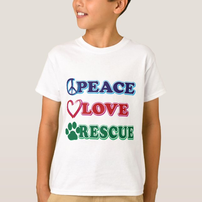 Peace Kärlek Rädding Tee Shirt (Framsida)