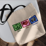 Peace Kärlek Radiology Tygkasse<br><div class="desc">Ett fredstecken,  ett hjärta och en röntgenbild. En söt gåva till en radiolog.</div>