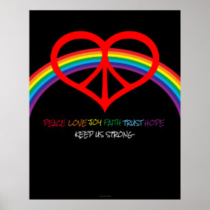 Peace Kärlek Rainbow Poster