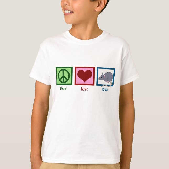 Peace Kärlek Råttor Kids Tee (Framsida)