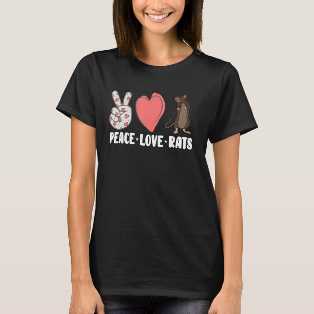 Peace Kärlek Råttor Pet Owner T Shirt (Framsida)