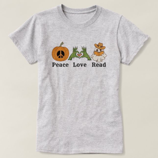 Peace Kärlek Read Halloween Western T Shirt (Design framsida)