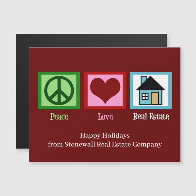 Peace Kärlek Real Gods Red jul Magnet Card (Fram/baksida)
