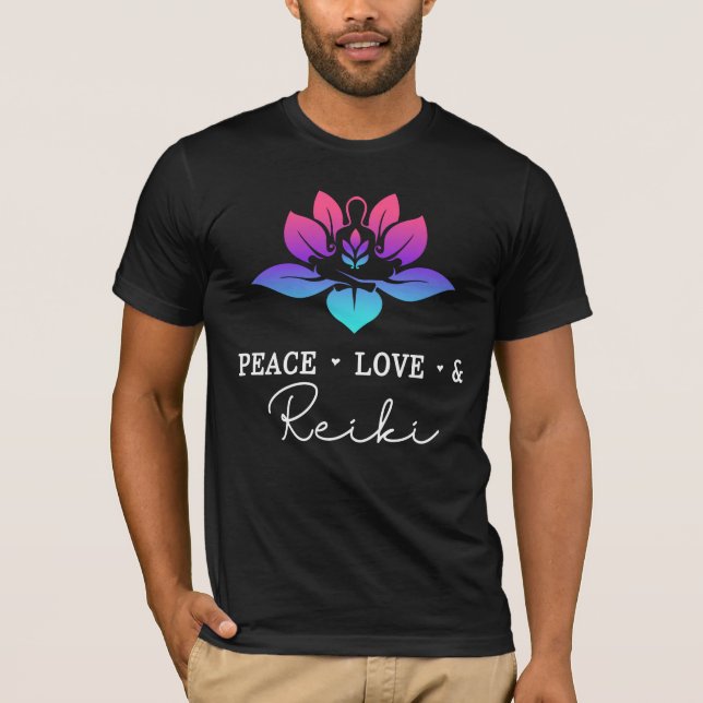 Peace Kärlek Reiki Chakra Andlig Meditation T Shirt (Framsida)
