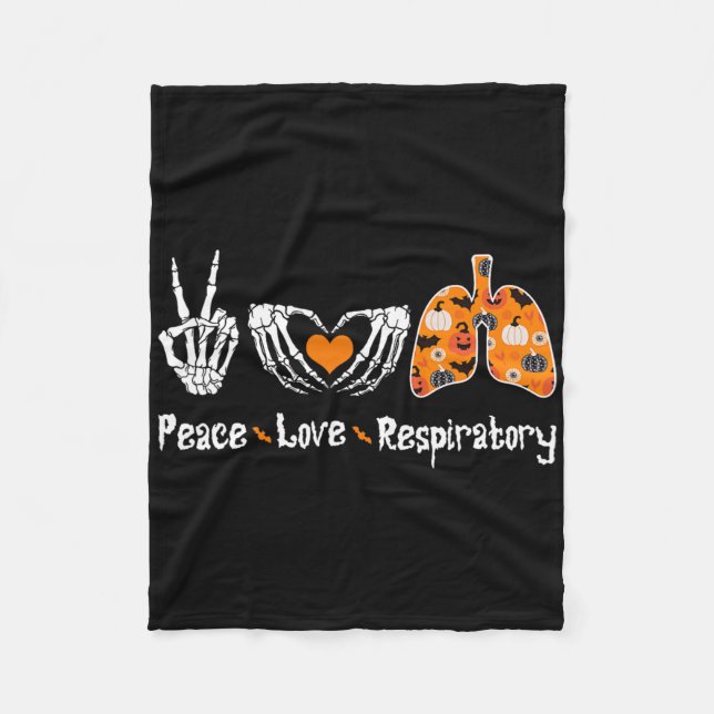 Peace Kärlek Respirapist Skeleton Roligt Hall Fleecefilt (Framsidan)