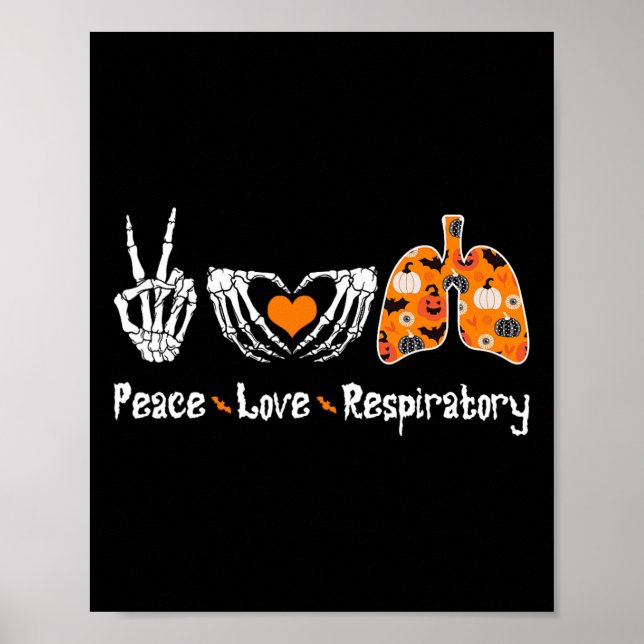 Peace Kärlek Respirapist Skeleton Roligt Hall Poster (Framsidan)