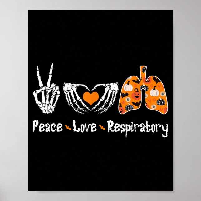 Peace Kärlek Respirapist Skeleton Roligt Hall Poster (Framsidan)