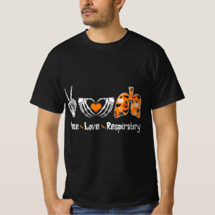 Peace Kärlek Respirapist Skeleton Roligt Hall T Shirt