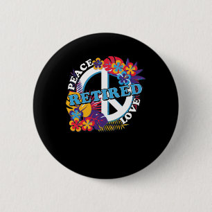 Peace Kärlek Retrött Pension Grandpa Hippie Gift Knapp