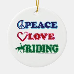 Peace Kärlek Riding Julgransprydnad Keramik