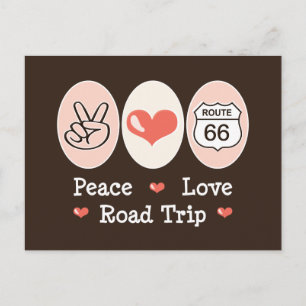 Peace Kärlek Road Resa Route 66 vykort