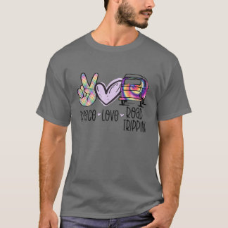 Peace Kärlek Road Trippin Tie Dye Hippie Van Life  T Shirt