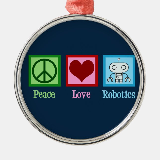 Peace Kärlek Robotics Julgransprydnad Metall (Framsidan)