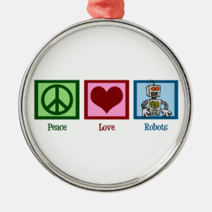 Peace Kärlek Robots Cute jul Julgransprydnad Metall