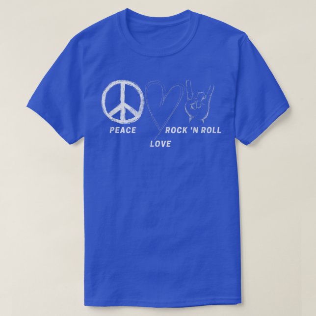 Peace Kärlek Rock N Roll Hippie Music Älskare Cont T Shirt (Design framsida)