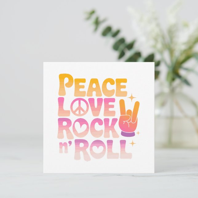 Peace Kärlek Rock n Roll - Music-Inspired Typograp (Stående Fram)