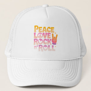 Peace Kärlek Rock n Roll - Music-Inspired Typograp Keps