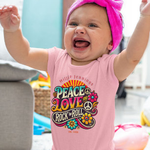 Peace Kärlek RocknRoll Retro 70-talets Vintage Psy T Shirt