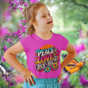 Peace Kärlek RocknRoll Retro 70-talets Vintage Psy T Shirt