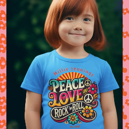 Peace Kärlek RocknRoll Retro 70-talets Vintage Psy T Shirt