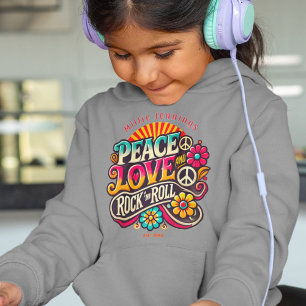 Peace Kärlek RocknRoll Retro 70-talets Vintage Psy T Shirt