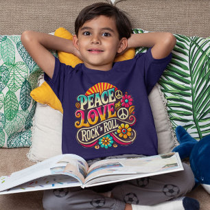 Peace Kärlek RocknRoll Retro 70-talets Vintage Psy T Shirt