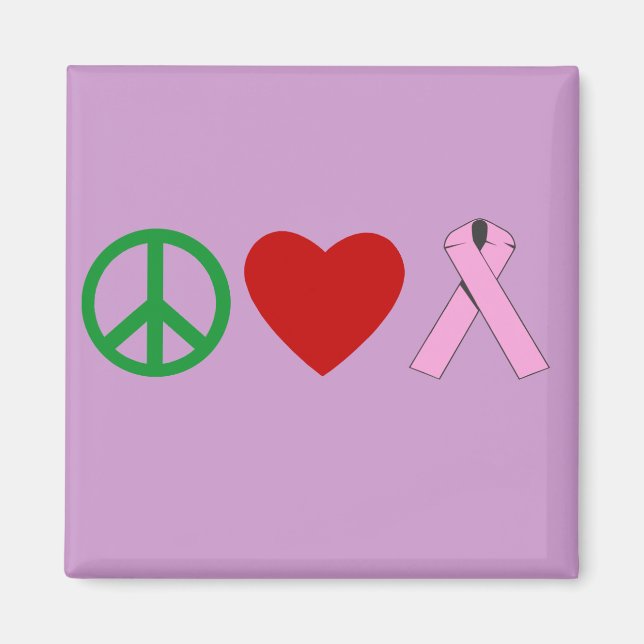 Peace Kärlek Rosa Ribbon T-tröjor, Mugg Magnet (Framsidan)