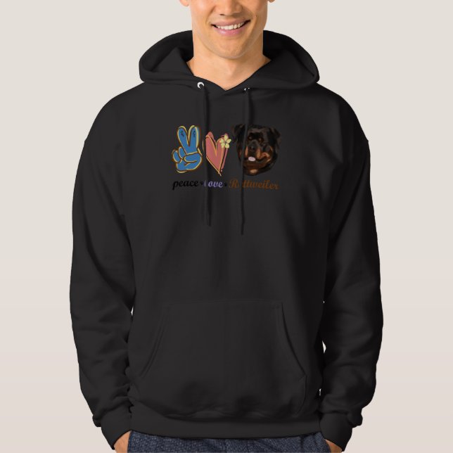 Peace Kärlek Rottweiler 10 Hoodie (Framsida)