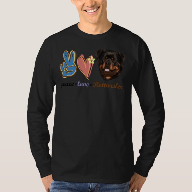 Peace Kärlek Rottweiler 10 T Shirt (Framsida)