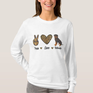 Peace Kärlek Rottweiler Älskare Pet Hund Puppy Own T Shirt
