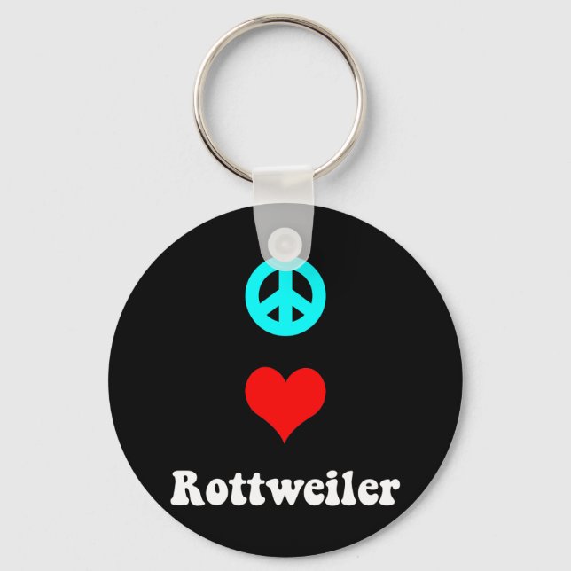 Peace kärlek Rottweiler Nyckelring (Framsida)