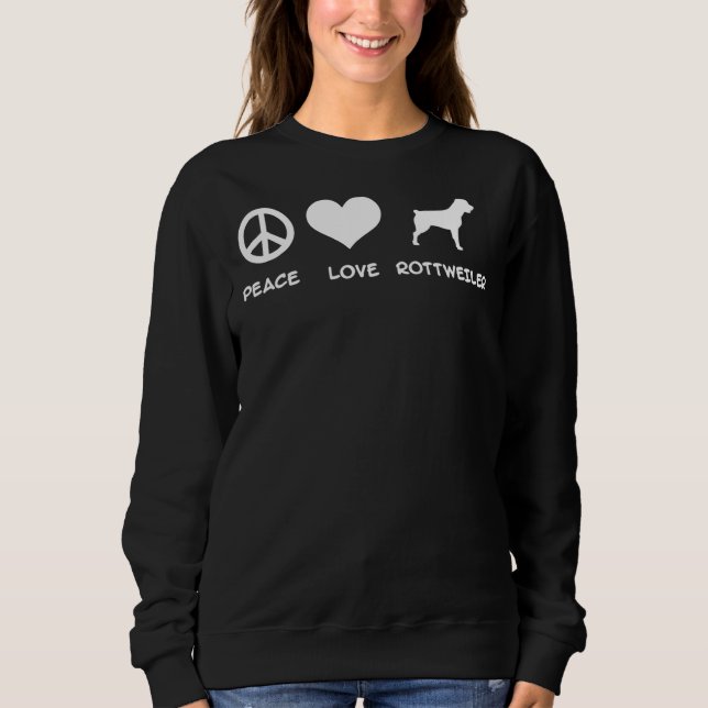 Peace Kärlek Rottweiler T Shirt (Framsida)