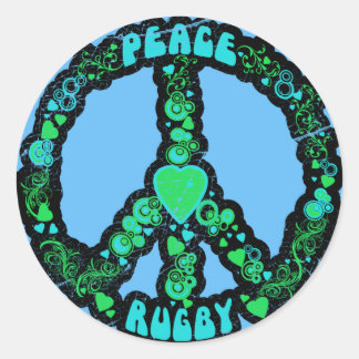 Peace kärlek Rugby Runt Klistermärke