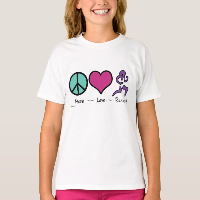 Peace Kärlek Running Tee Shirt (Framsida)