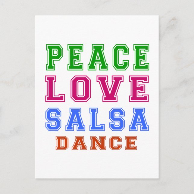 Peace Kärlek Salsa Dance Vykort (Framsida)
