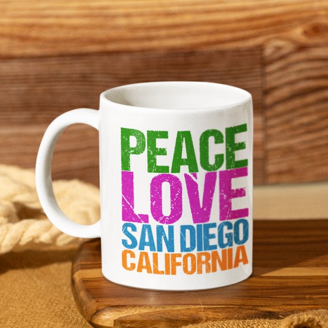 Peace Kärlek San Diego Kalifornien Kaffemugg (Skapare uppladdad)