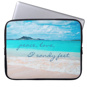 Peace Kärlek Sandy Feet Hawaii Tropical Beach Phot Laptop Sleeve