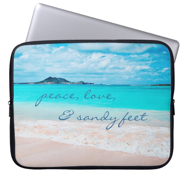 Peace Kärlek Sandy Feet Hawaii Tropical Beach Phot Laptop Sleeve (Framsidan)