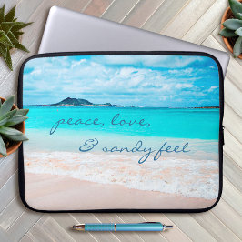 Peace Kärlek Sandy Feet Hawaii Tropical Beach Phot Laptop Sleeve