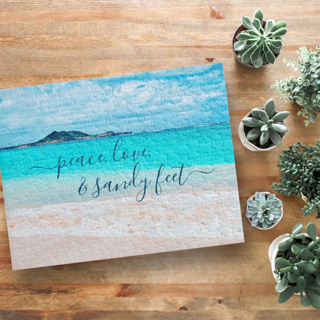 Peace Kärlek Sandy Feet Tropical Hawaii Beach Phot Pussel (Skapare uppladdad)