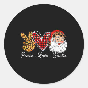Peace Kärlek Santa Leopard Buffalo jul 2021 Runt Klistermärke
