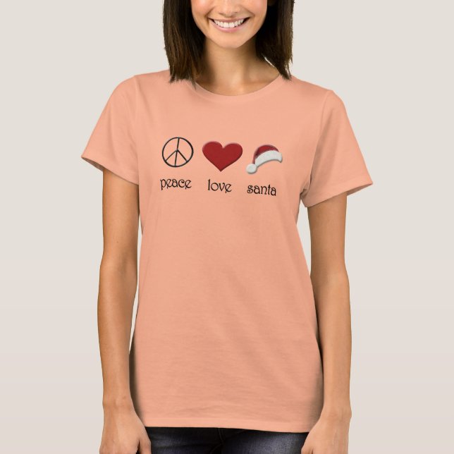 Peace Kärlek Santa T Shirt (Framsida)