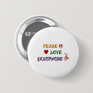 Peace Kärlek Saxophone regnbåge Knapp