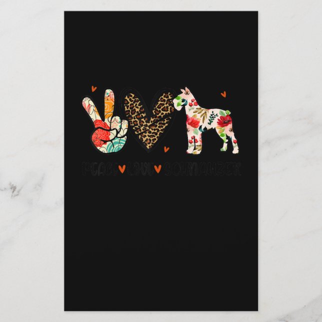 Peace Kärlek Schnauzer Funny Gift Hund älskare Brevpapper (Framsida)
