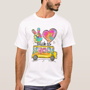 Peace Kärlek School Buss Driver Cute Back to schoo T Shirt