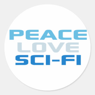 Peace Kärlek Sci-Fi Runt Klistermärke