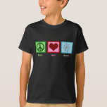 Peace Kärlek Science Atom Model Kids T-shirt<br><div class="desc">Coola barn t-shirt för en vetenskapsman eller bara en gäst som kärlek kan lära sig om hur världen fungerar. Cute Peace Kärlek Science-barngarantin med fredstecken,  hjärta och atom-modell.</div>