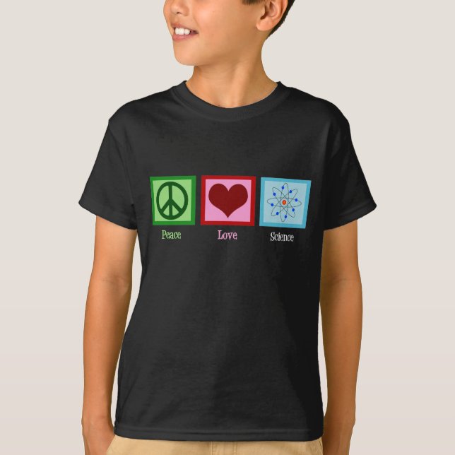 Peace Kärlek Science Atom Model Kids T-shirt (Framsida)